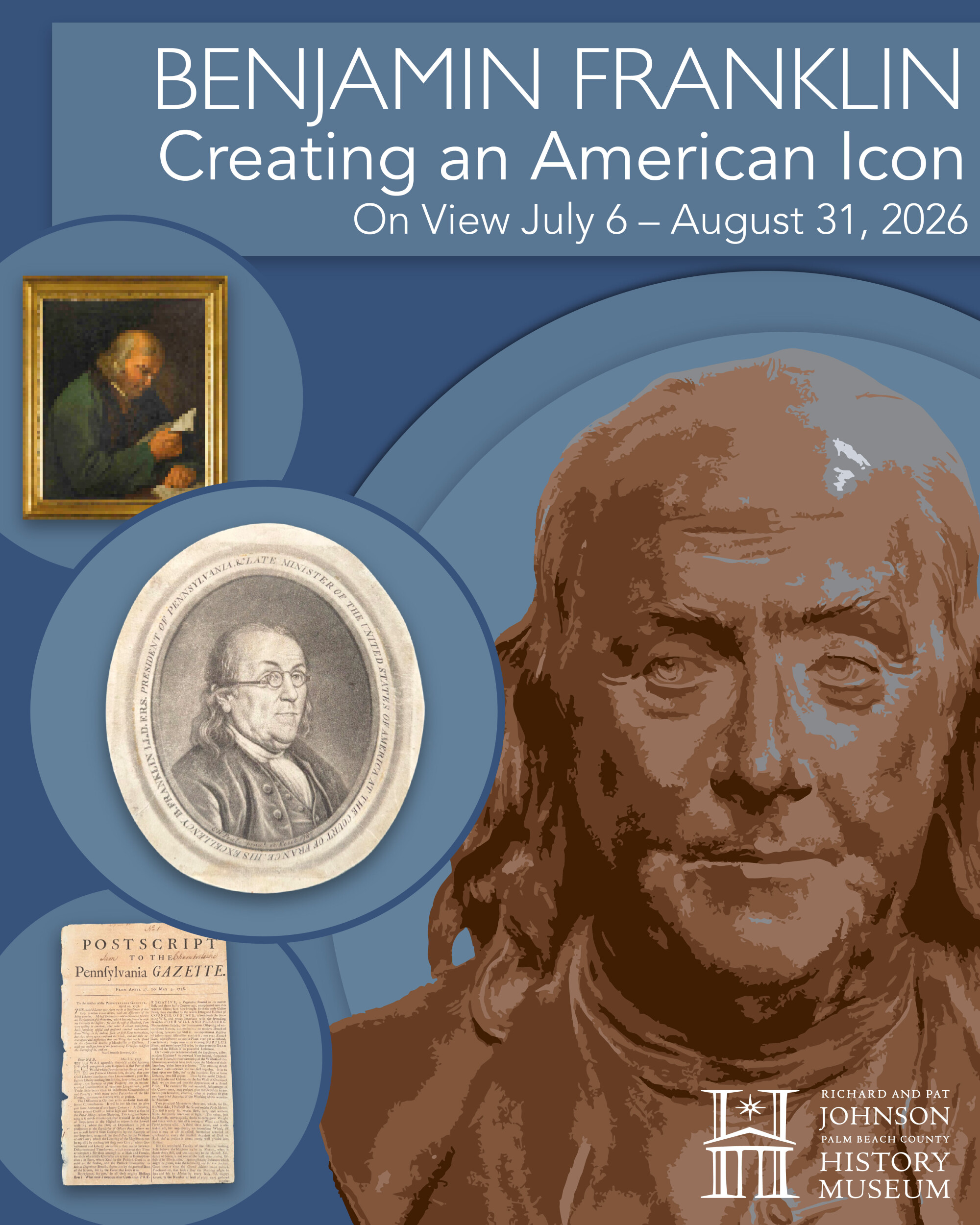Historical Society of Palm Beach, event invitation for Benjamin Franklin Exhibition