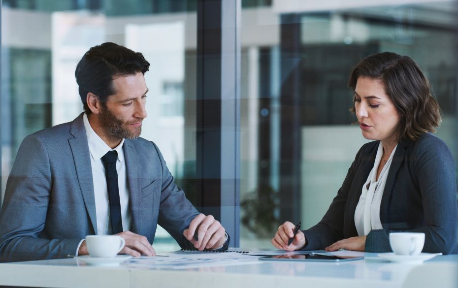 Two businesspeople meeting